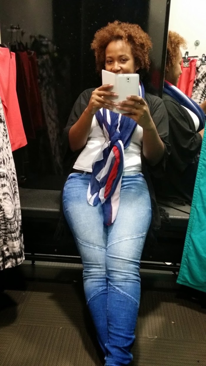 Blue scarf casual pic (7)