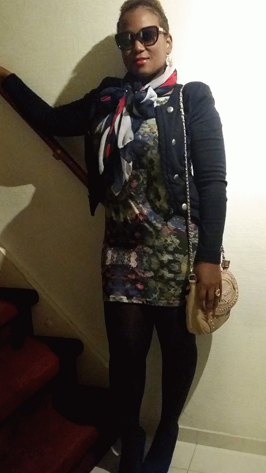 Blue scarf dress-MOTION